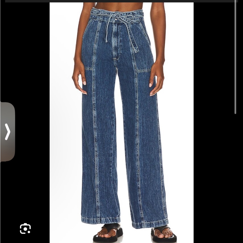 Hudson Tie Waist Wide Leg in Indigo Waters